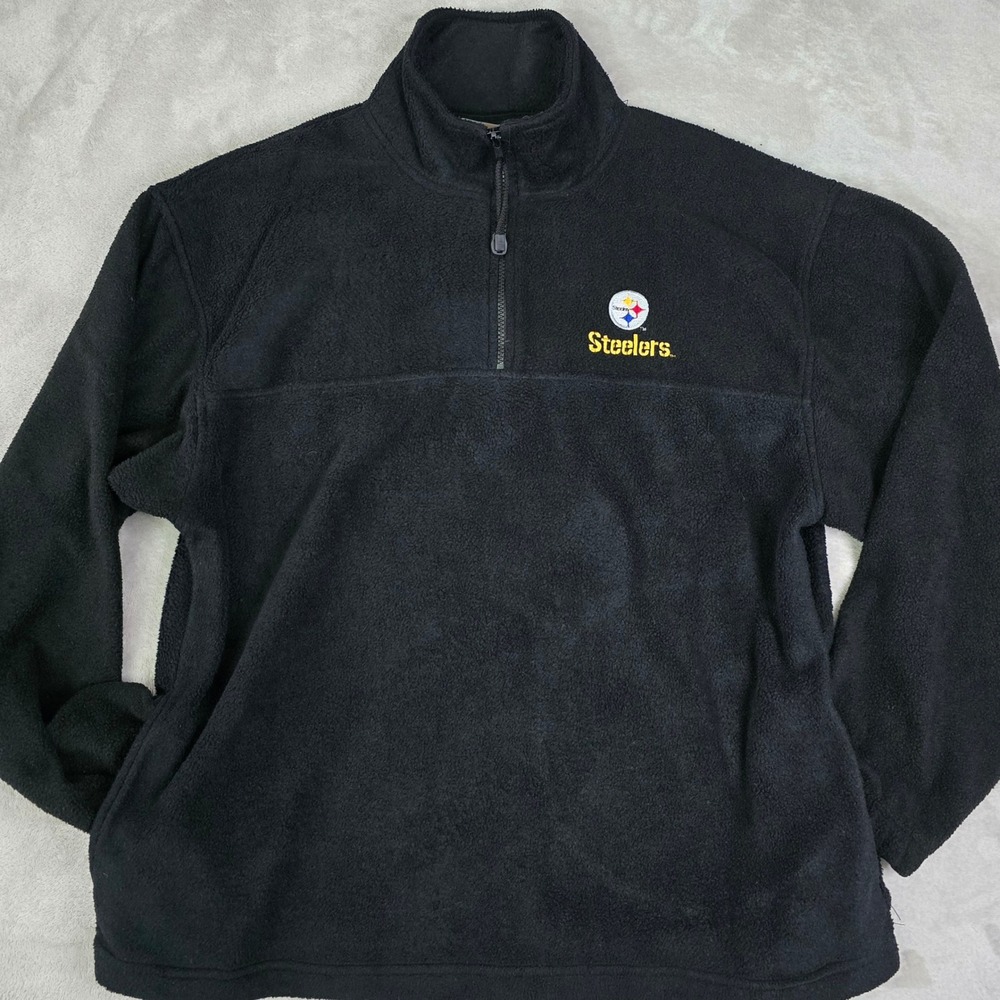 Pittsburgh Steelers Mens Large Black‎ Fleece Quarter Zip Pullover